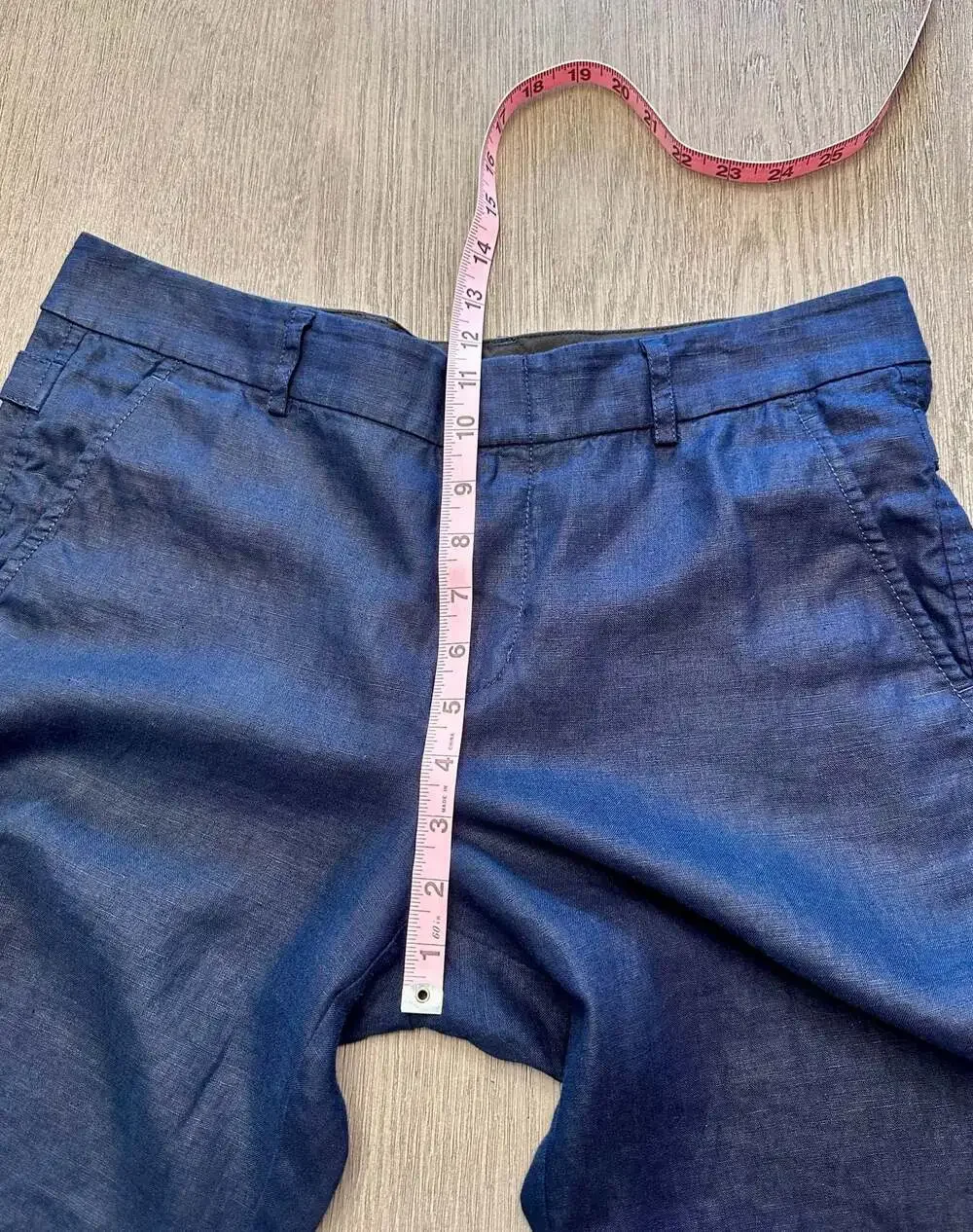 Vince 100% Linen Bermuda Shorts Navy Size 10 Adjustable Waist
